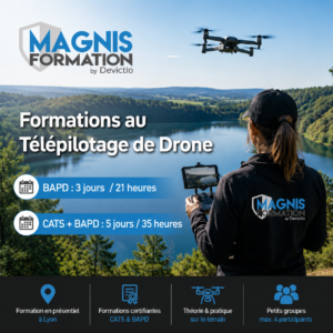 Formation Pilote de Drone Lyon : devenez télépilote de drone professionnel grâce nos formations complètes alliant théorie et pratique (Lyon et Aura)
